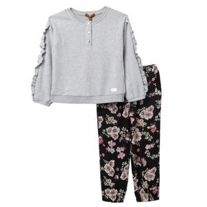 7 For All Mankind Baby Outfit Fleece Sweater Floral Pants 2T 24M Girls Set